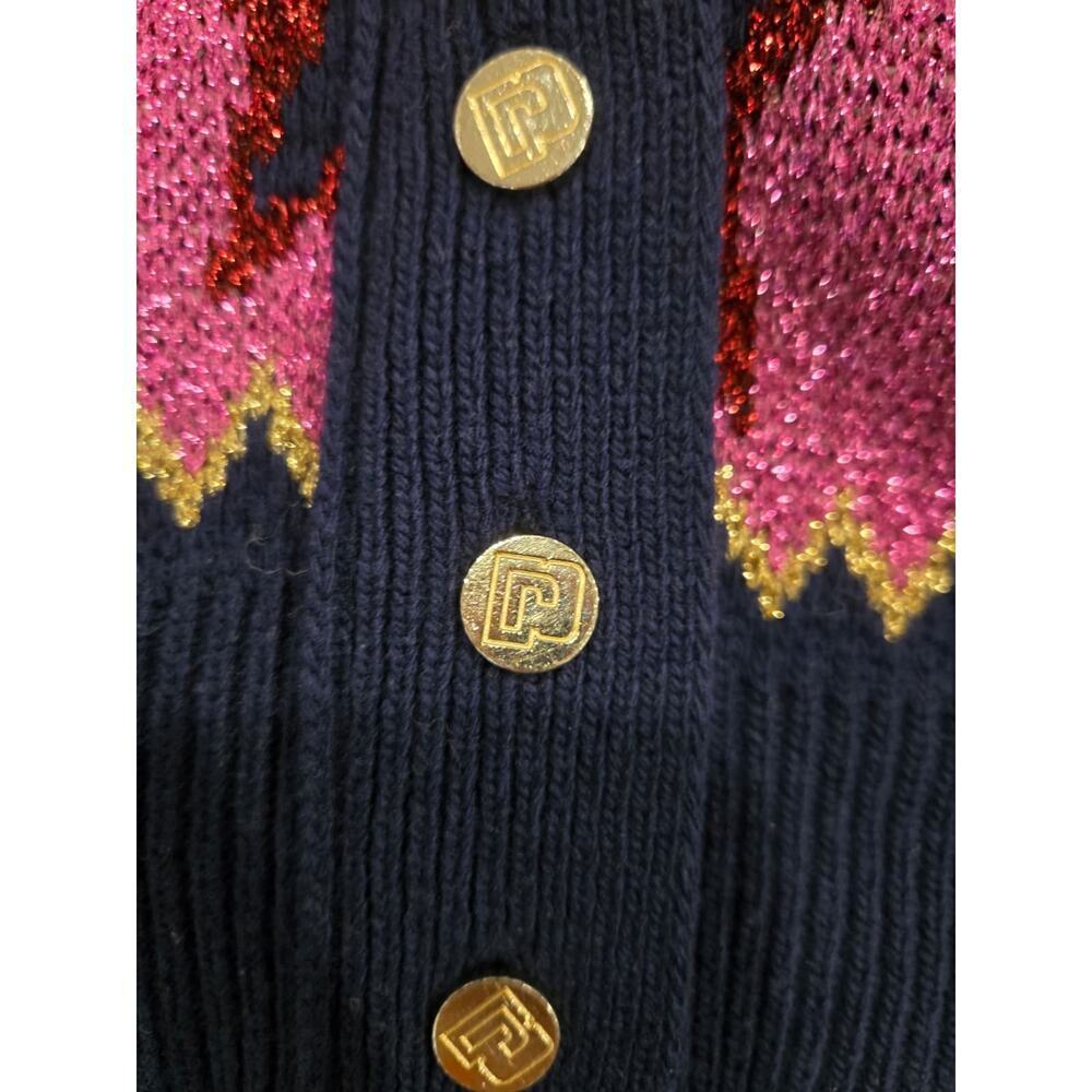 Paco Rabanne Women's Fair Isle Metallic Knit Cardigan Size M - Picture 5 of 7